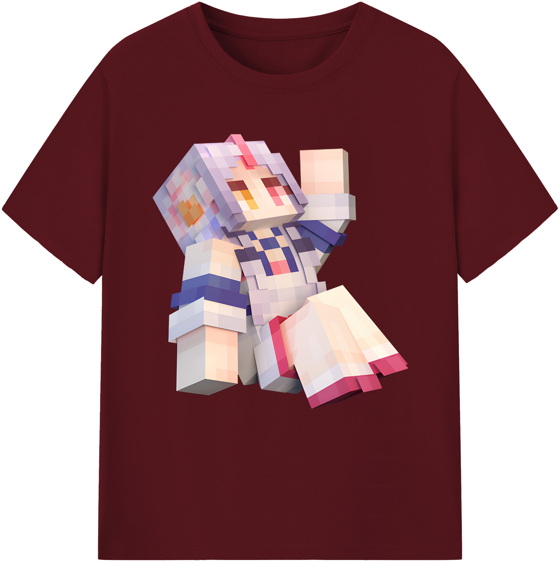 （画像用） マインクラフト ブロックの世界 Minecraft MC Block world 綿100％半袖Tシャツ（フロントプリント）